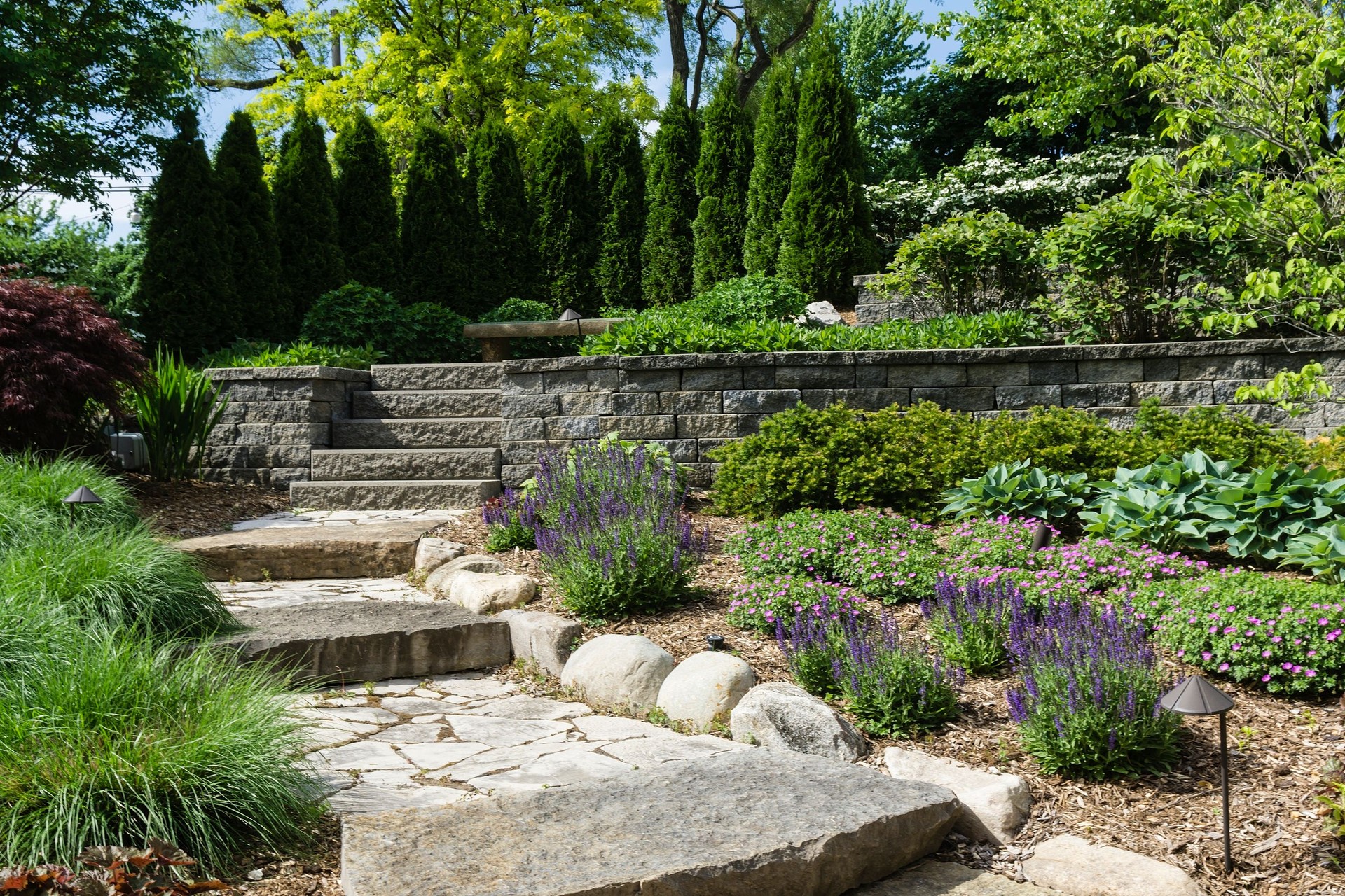 Professional Landscaping With Pavers and Boulders